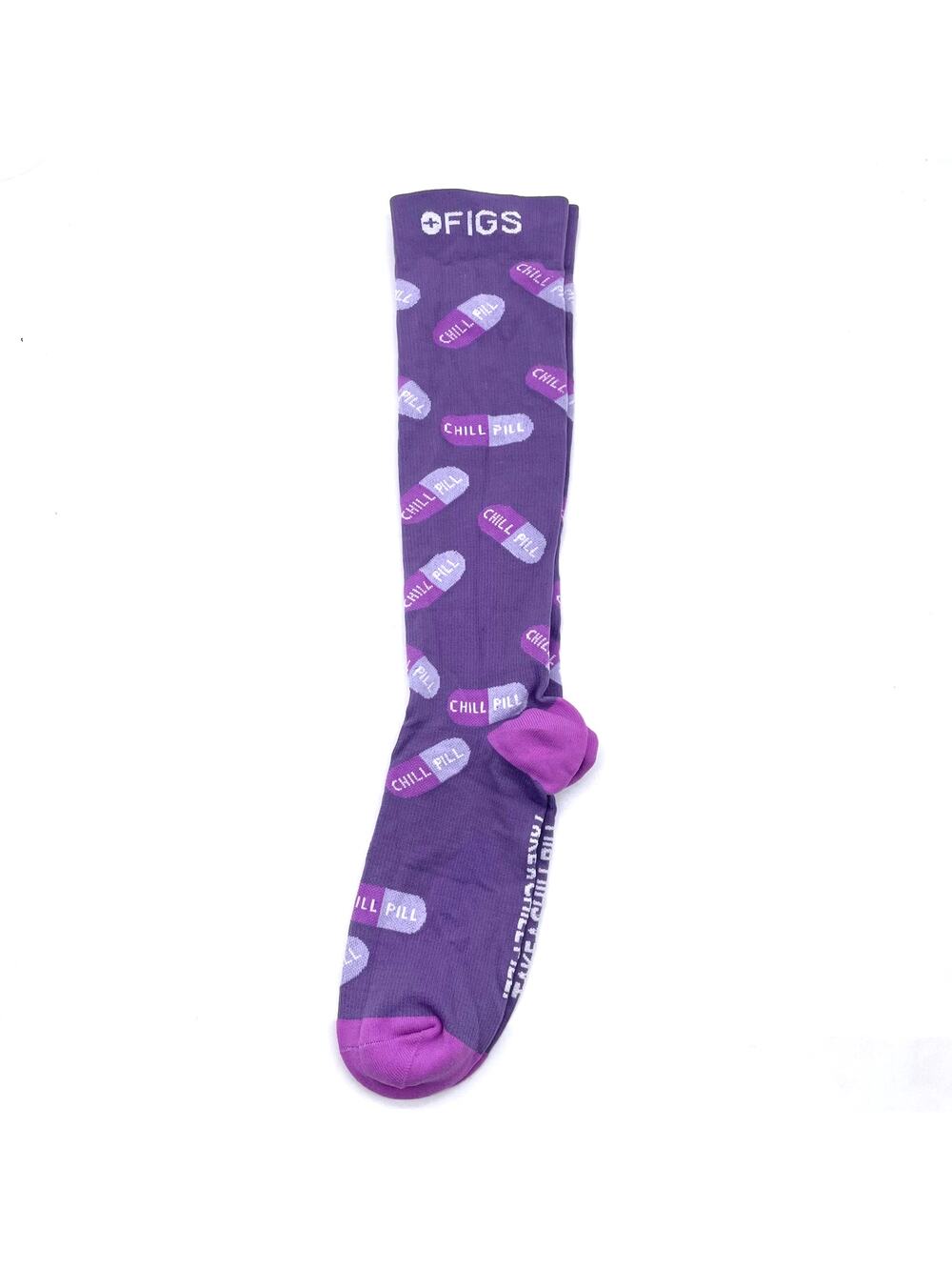 1 Pair FIGS Compression 'Chill Pill' Purple Socks Size Medium